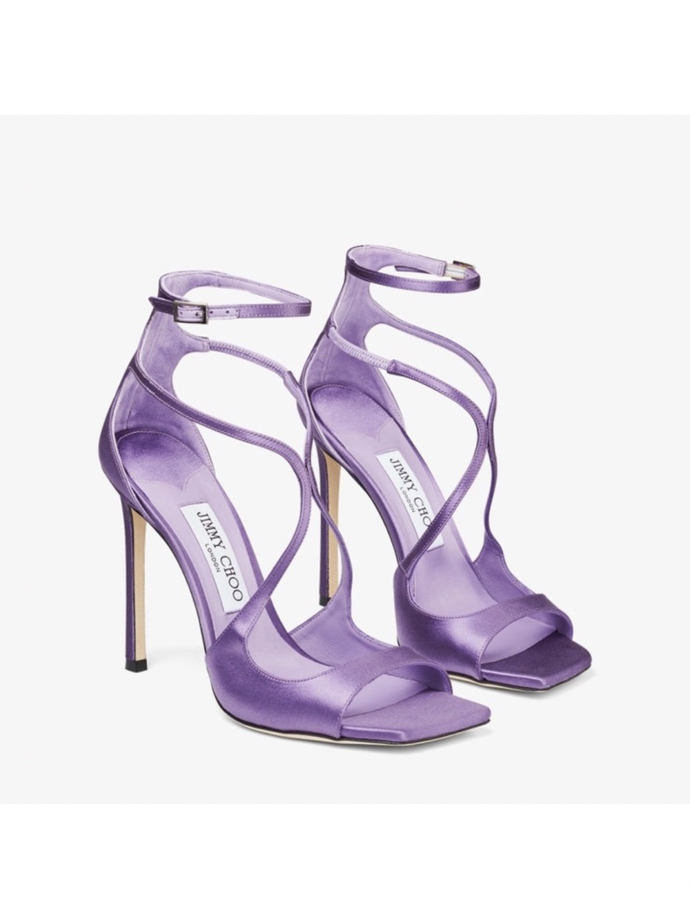 Like new JIMMY CHOO Azia 110 Wisteria Satin Sandals 37.5 - Picture 1 of 15